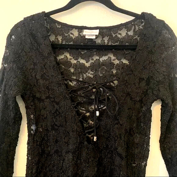 Beach Bunny Swimwear Marilyn Lace Up Tunic Dress Cover Up Black Long Sle… - Picture 5 of 6